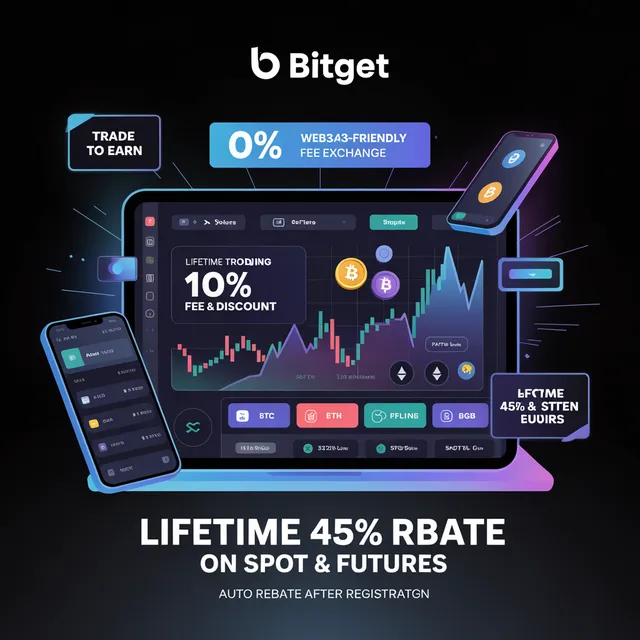 web3交易所BitGet账号注册，手续费9折优惠，另外现货、合约手续费45%自动返佣